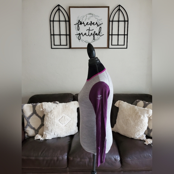 Icebreaker 100% Merino Wool Gray & Purple Long Sleeve Shirt Size S Outdoor Boho - Picture 9 of 10